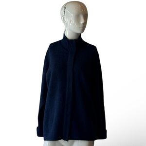 Vintage Silvia Y Mario Argentine Zipper Front Navy Cashmere Sweater Size L